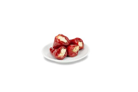 Red bell peppers stuffed with cheese